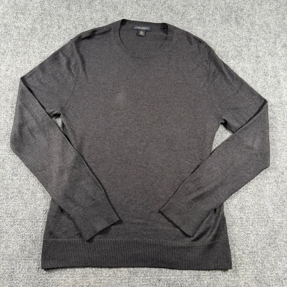Banana Republic Sweater Mens L Gray Silk Cashmere Crew Neck Pullover Knit Solid